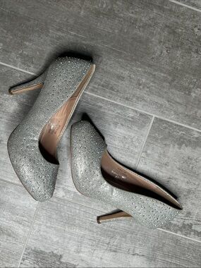 De Blossom Crystal Sparkly Silver Women's High Heels